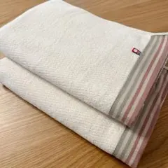 ベージュ　ライン　今治タオル　バスタオル　2枚セット