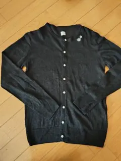 amu grin 黒 カーディガン 花柄刺繍リネン100%