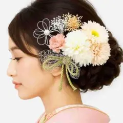 髪飾り 卒業式 花飾り 成人式 ホワイト 白白 15m国内【現品撮影】