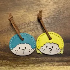 レザーキーカバーキーホルダーレザークラフト革鍵ハンドメイド/オリジナルペア2