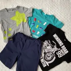 ☆ネイビーハーフパンツ+Ｔシャツ3枚☆サイズ100