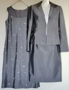 EMMAJAMES ワンピーススーツ 3点セット 9号 シルバー エマジェイムス