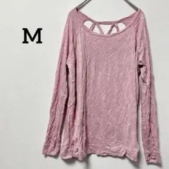 一点もの✨【M】レディース長袖 カットソー クルーネック ピンク