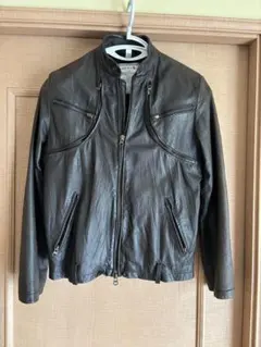 美品ブラックレザー シングルライダースジャケット