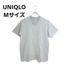 ユニクロ Tシャツ 半袖 Vネック ライトグレー M 爽やか 夏 綿 薄手
