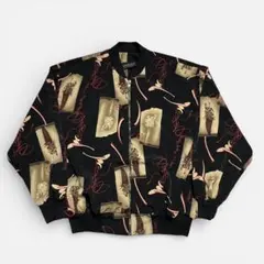 90s ナイロンブルゾン ボタニカル 総柄デザイン ヴィンテージ 一点もの