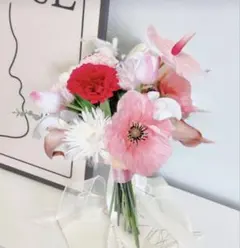 アーティフィシャルフラワーブーケ造花ブーケ　アネモネリリーピンク前撮り披露宴