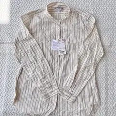 【未使用タグ付き】Mサイズ ユニクロ イネス コットン100% ストライプシャツのサムネイル