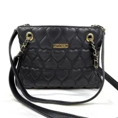MOSCHINO ハートキルティング ショルダーバッグ 肩掛け ゴールドチェーン