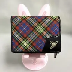 ヴィヴィアンウェストウッド　三つ折り財布　レッド　黒　マルチ　チェック　オーブ