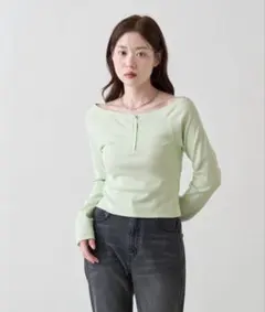Kastane オフショルリブtee ミントのサムネイル
