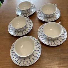 ノリタケ 青い花模様 ティーカップ・ソーサー 5個セット