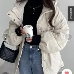 andme オーバーサイズ中綿ダウンコート アイボリー