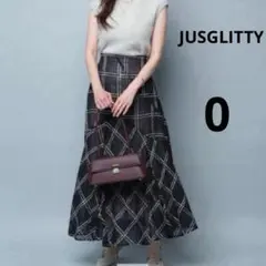 【ジャスグリッティー】ジャガード チェック マーメイド スカート　ブラック　ラメ