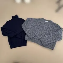 ZARA H&M 152 160 ニット　タートル　ネイビー　セーター