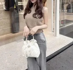 Cheri mi シェリミー　キルティング巾着トートS ホワイト