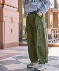 MONO-MART LADY'S ハイウエストタックワイドバルーンカーゴパンツ