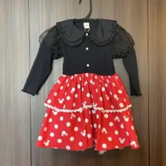 【新品未使用品】しまむら　リトシー　ベビー　ミニー　ワンピース　赤　水玉　90