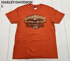 L HARLEY-DAVIDSON 半袖Tシャツ ヴィンテージ ハーレーT 橙