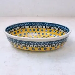 ポーランド陶器 オーバルグラタン皿 楕円 CERAMIKA 花柄 イエローのサムネイル