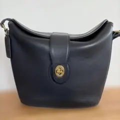 オールドコーチ レザーショルダーバッグ　ネイビー