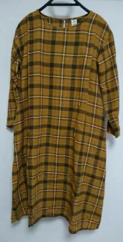 【LBC】ロングワンピース チェック 黄色系