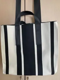 ZARA ファブリック トートバッグ ストライプ　訳あり価格