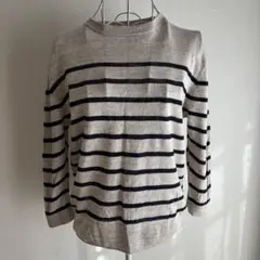 無印良品　麻100%　ボーダー　長袖ニット