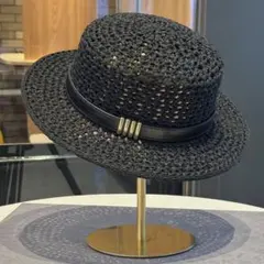 CA4LA アトリエメイド チュール付き 黒 バゲットハット カシラ 麦わら