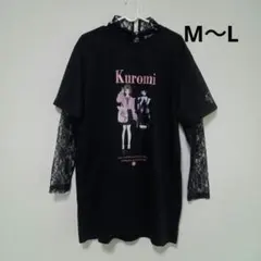 Majoretty Kuromiレース付長袖Tシャツ切り替え 半袖TシャツМ〜L