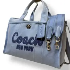 COACH Cargo Tote Turn Lock 2way 34 Blue