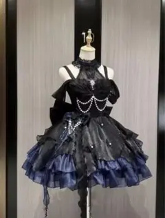 ゴスロリ ドレス 黒 青 ロリータ