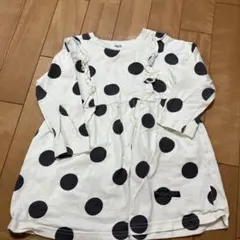 水玉模様 フリル付きワンピース