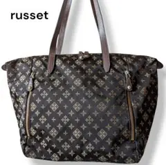 russet　ラシット　ハンドバッグ　百合柄　ブラウン　ナイロン