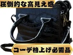 [トレンド] ブラック クロコ型押し 2WAY ショルダーバッグ 高見え