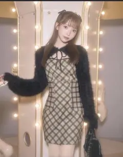 ミシェルマカロンオリジナルチェック柄アンサンブルミニワンピース