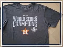 ​US古着 MLB公式 アストロズ 2017優勝Tシャツ 濃灰 XL ※訳ありのサムネイル