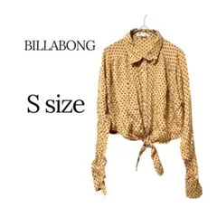 BILLABONG 総柄レーヨンシャツ クロップド丈 黄 S 春夏 レトロシャツのサムネイル