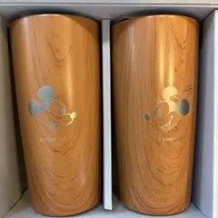 ディズニー　ミッキー&ミニー　木目調真空タンブラーセット