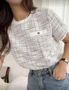 shein DAZY 格子縞プリント ボタン　Tシャツ　xl