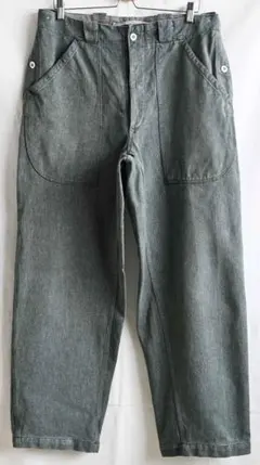 50s/スイス軍 前期型 デニムワークパンツ/W36/ブルーグレイ/アルミボタン