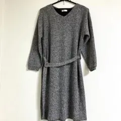 ドレスキップ　グレー ニットワンピース 長袖