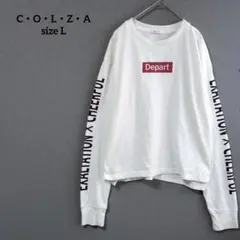 コルザ トレーナー ホワイト 長袖 プリントデザイン コットン混紡 t4619