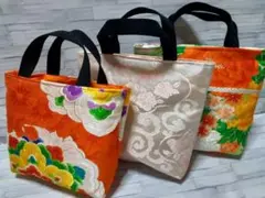 ハンドメイド帯リメイクバックトートバッグ3点No.178