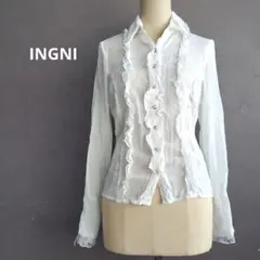 INGNI イング シアー フリルレース ロングスリーブシャツブラウス ホワイト