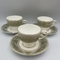 WEDGWOODセージグリーン》ティーカップ＆ソーサー、ケーキプレート 