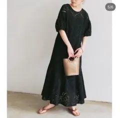 titivate前後2way￼コットンレース マーメイドワンピース ブラックL