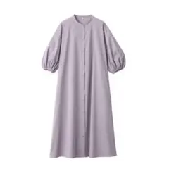 無印良品　乾きやすいブロード七分袖ワンピース