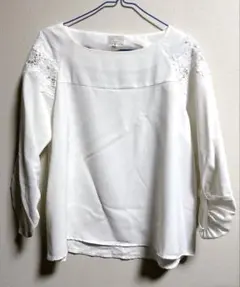 白ブラウス レース袖 七分袖9号 EMM AJAMES NEW YORK