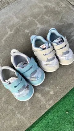 IFME イフミー　ベビーシューズ 青/白 恐竜柄　15.0cm